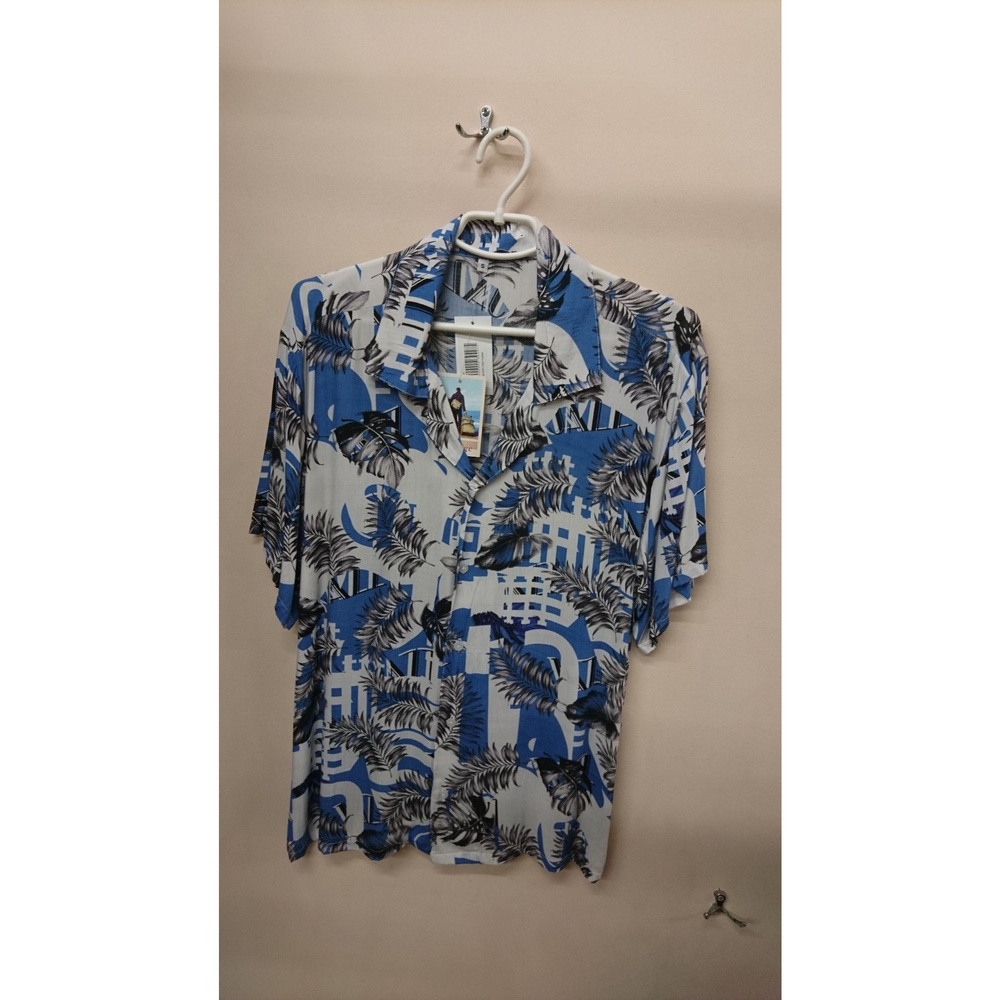 Button-Up Shirt Men's Blue NWT Tropical Print